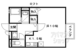 JR東海道・山陽本線 山科駅 徒歩10分の賃貸アパート 2階ワンルームの間取り