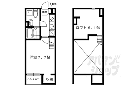 ルミエール淀 2階1Kの間取り