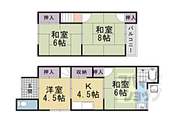 阪急京都本線 東向日駅 徒歩8分の賃貸テラスハウス 4Kの間取り