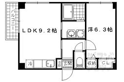 JR東海道・山陽本線 山科駅 徒歩2分の賃貸マンション 2階1LDKの間取り