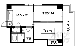 アーバンハイツ伊賀 4階2DKの間取り