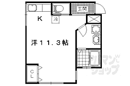 京都地下鉄東西線 御陵駅 徒歩2分の賃貸マンション 3階ワンルームの間取り