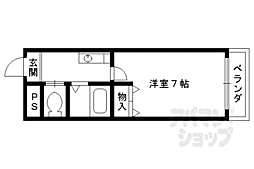 エクセレント秋桜 2階1Kの間取り