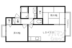 ヴァンベールヤマダ 1階2LDKの間取り