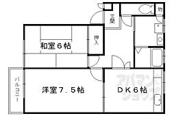 ピルツ木の子マンション 2DKの間取図画像