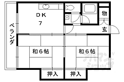 レスポワール丹波橋 2DKの間取図画像