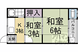 東英ハウス堂ノ川A棟 2Kの間取図画像