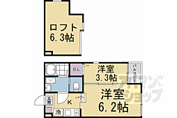 京都市伏見区深草佐野屋敷町アパート 2Kの間取図画像