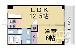 豊和マンション稲荷 1LDKの間取図画像
