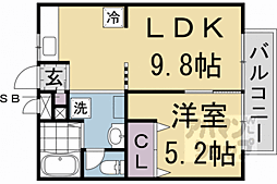 パークハイム三栖 1LDKの間取図画像
