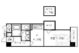 ウイングヒルズ京都南 1Kの間取図画像