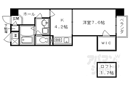 ウイングヒルズ京都南 1Kの間取図画像