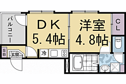 ハーモニーテラス竹田浄菩提院町 1DKの間取図画像