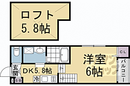 京都市伏見区納所薬師堂アパート ワンルームの間取図画像