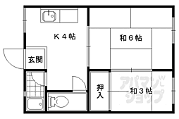 四ノ宮ハイツ 2Kの間取図画像