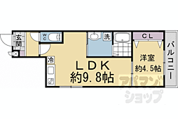 (仮称)深草小久保町 新築アパート 1LDKの間取図画像