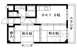 グラン・モントレゥー 2DKの間取図画像
