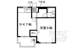 サンロイヤル七瀬川 1DKの間取図画像
