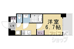 プレサンスTHEKYOTO澄華 1Kの間取図画像