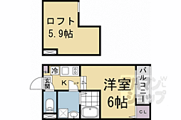 ハーモニーテラス深草僧坊町 1Kの間取図画像