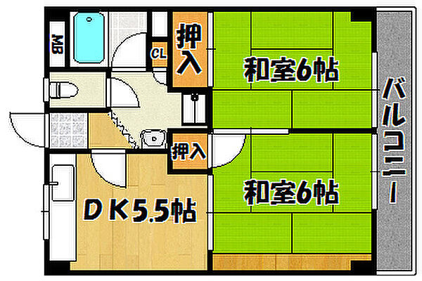 カサブランカ 3C｜兵庫県明石市西明石北町3丁目(賃貸マンション2DK・3階・42.00㎡)の写真 その2