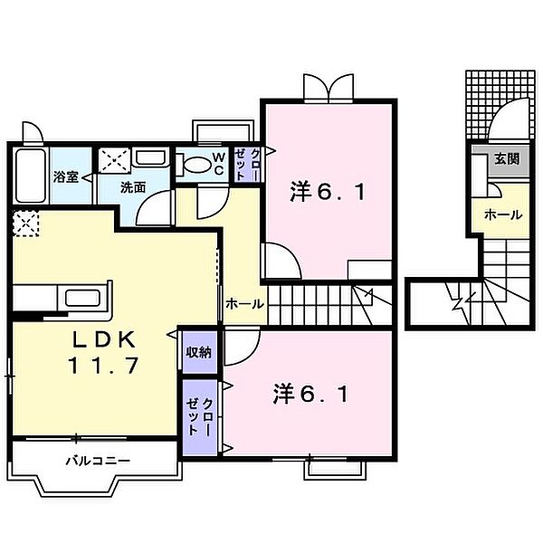 シンヴィオシスＡ 202｜兵庫県加東市木梨(賃貸アパート2LDK・2階・60.51㎡)の写真 その2