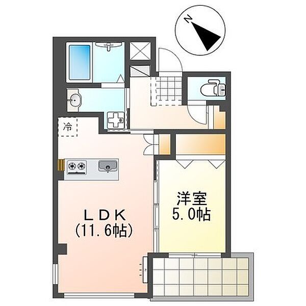 ナスタチウム 501｜兵庫県明石市魚住町錦が丘4丁目(賃貸マンション1LDK・5階・42.98㎡)の写真 その2