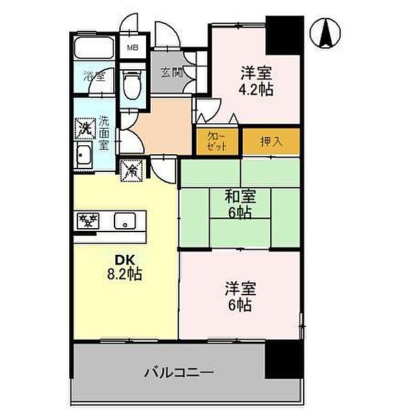 朝日プラザ姫路城南サバーブ 202｜兵庫県姫路市飾磨区城南町1丁目(賃貸マンション3DK・2階・57.72㎡)の写真 その2