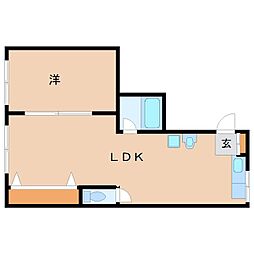 双葉マンション 1LDKの間取図画像