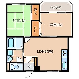 水上マンション 2DKの間取図画像