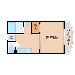 シャルマン立花 1DKの間取図画像