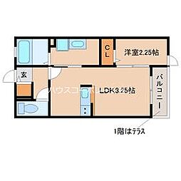 南塚口橋本セントラル 1LDKの間取図画像