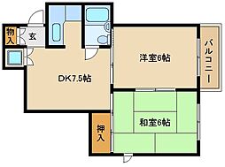 パラツィーナ立花 2Kの間取図画像