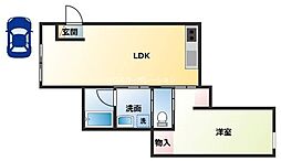 フラッツ西立花 1LDKの間取図画像