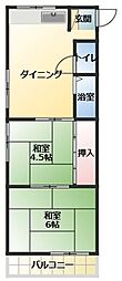 シャトルヨネ 2DKの間取図画像