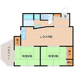ツェルブ福弥 2LDKの間取図画像