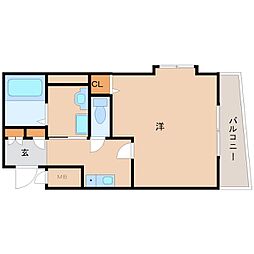 イーストバリー立花 1Kの間取図画像