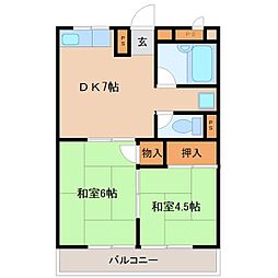 エメラルド久々知パート2 2DKの間取図画像