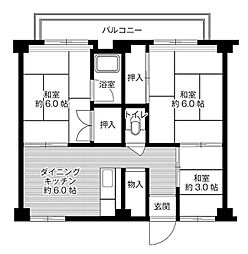 ビレッジハウス常吉1号 3DKの間取図画像