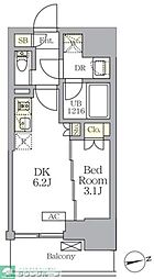 ザ・ライオンズフォーシア文京湯島 7階1DKの間取り