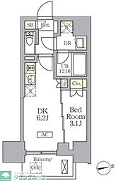 ザ・ライオンズフォーシア文京湯島 3階1DKの間取り