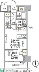 ザ・パークハビオ神楽坂レジデンスＳｏｕｔｈ 7階1LDKの間取り