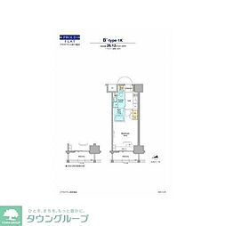 プラウドフラット西早稲田 8階1Kの間取り