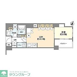 コスモリード市ヶ谷払方町 2階1LDKの間取り