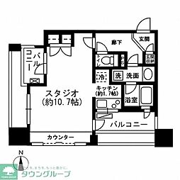レジディアイチガヤ ワンルームの間取図画像