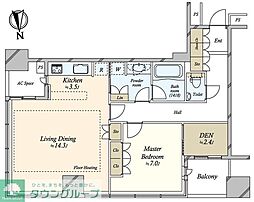 東京タイムズタワー 1SLDKの間取図画像