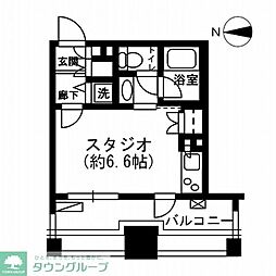 レジディアイチガヤ ワンルームの間取図画像