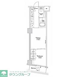 ザ・パークハビオSOHO市谷左内町 1LDKの間取図画像
