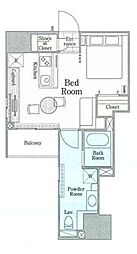 ロイジェントパークス四ッ谷 ワンルームの間取図画像