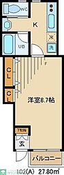 コーポヤマシタ 1Kの間取図画像